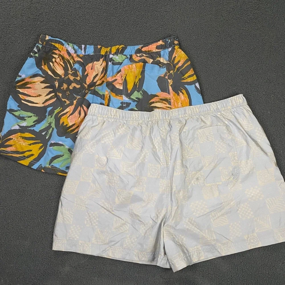 Set of 2 Swim Trunks Mens 2XL Multicolor Nylon Mesh Lined Board Shorts Pool NWOT